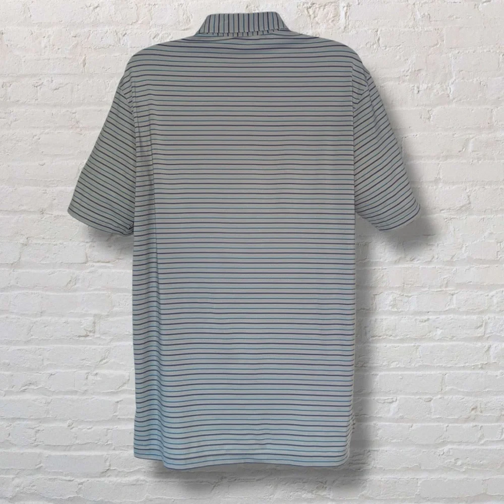 Peter Millar Summer Comfort Golf Polo Men’s Large Gray Blue Stripe Logo - Picture 8 of 8
